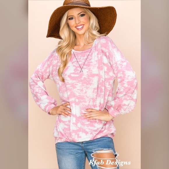 ❤️LAST 1! Comfy Pink Oversized Tie Dye Sweatshirt! - Picture 2 of 6